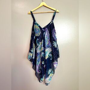 Unique Spectrum paisley tunic top size 1X bright resort, resortwear festival